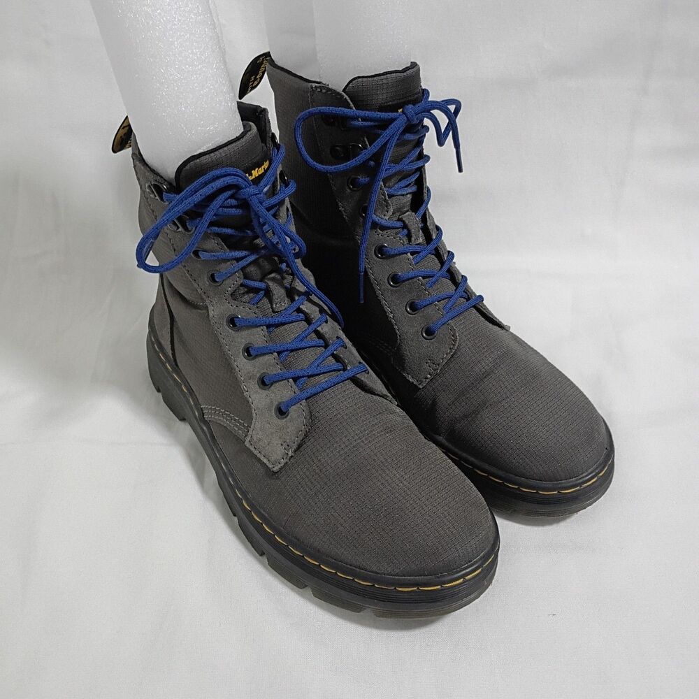 Dr Martens Combs Combat Boots Men Size 11 Gray Nylon Canvas Lace Up EUC